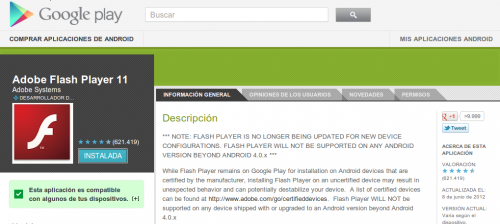 Flash para Android reaparece en Google Play…en Reino Unido
