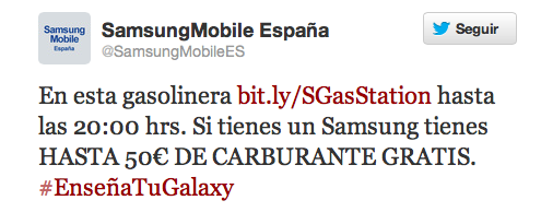 Samsung regalaba hoy 50€ de gasolina en Madrid